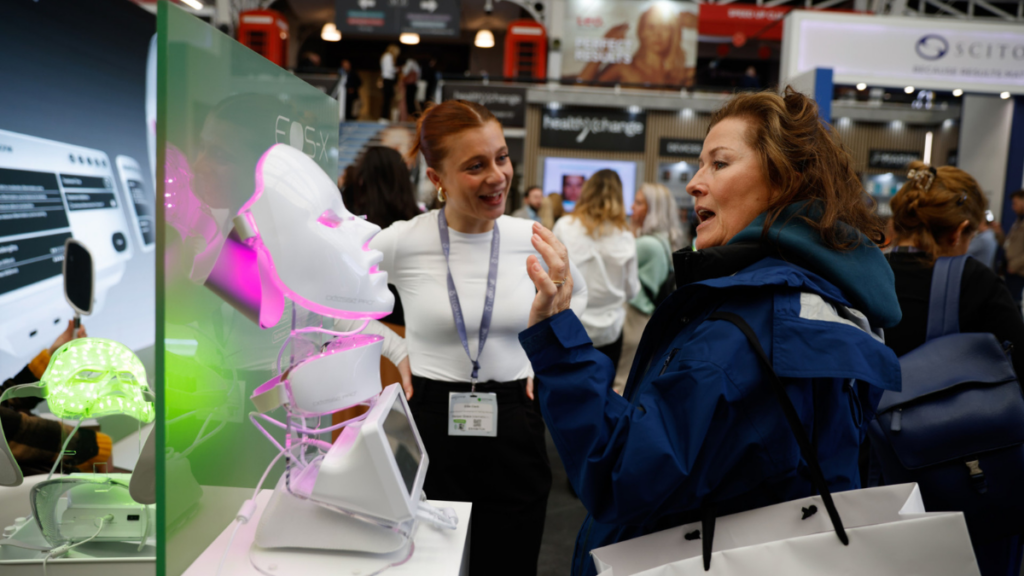 An image of an LED mask on display at the ACE 2024 exhibition