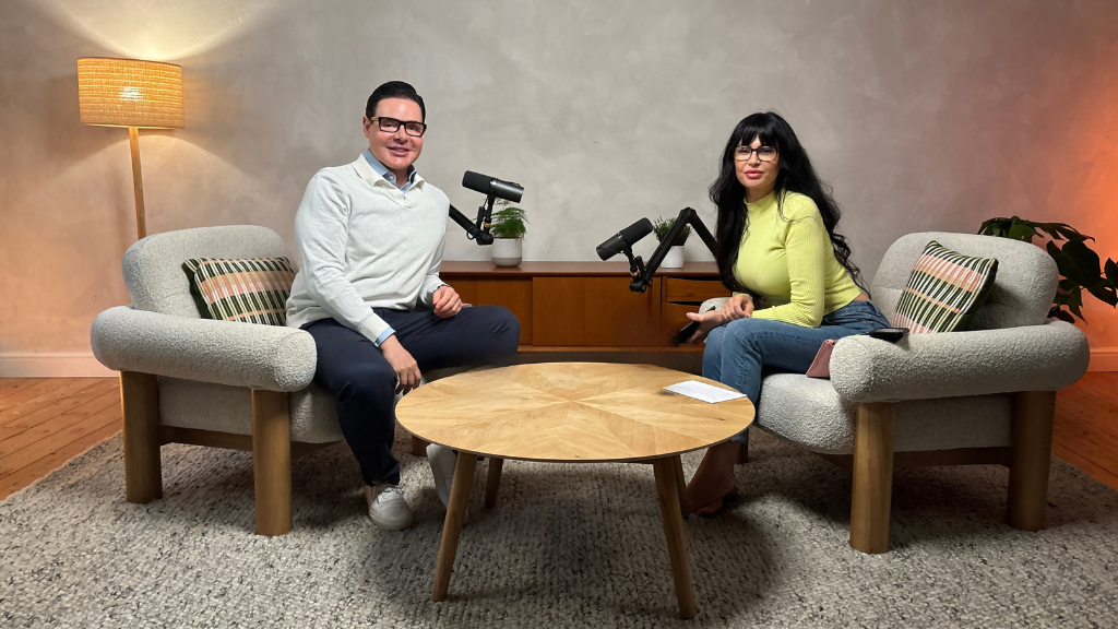 Catching up with Flavio Refrigeri Image of Flavio and Gabrielle having a podcast