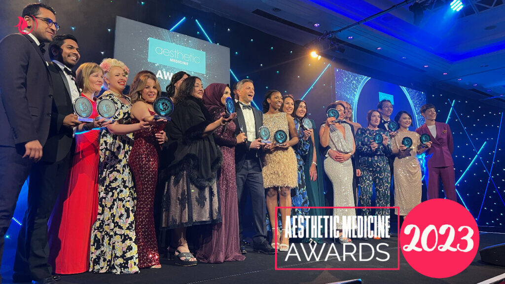 Aesthetic medicine awards winners 2023 on stage