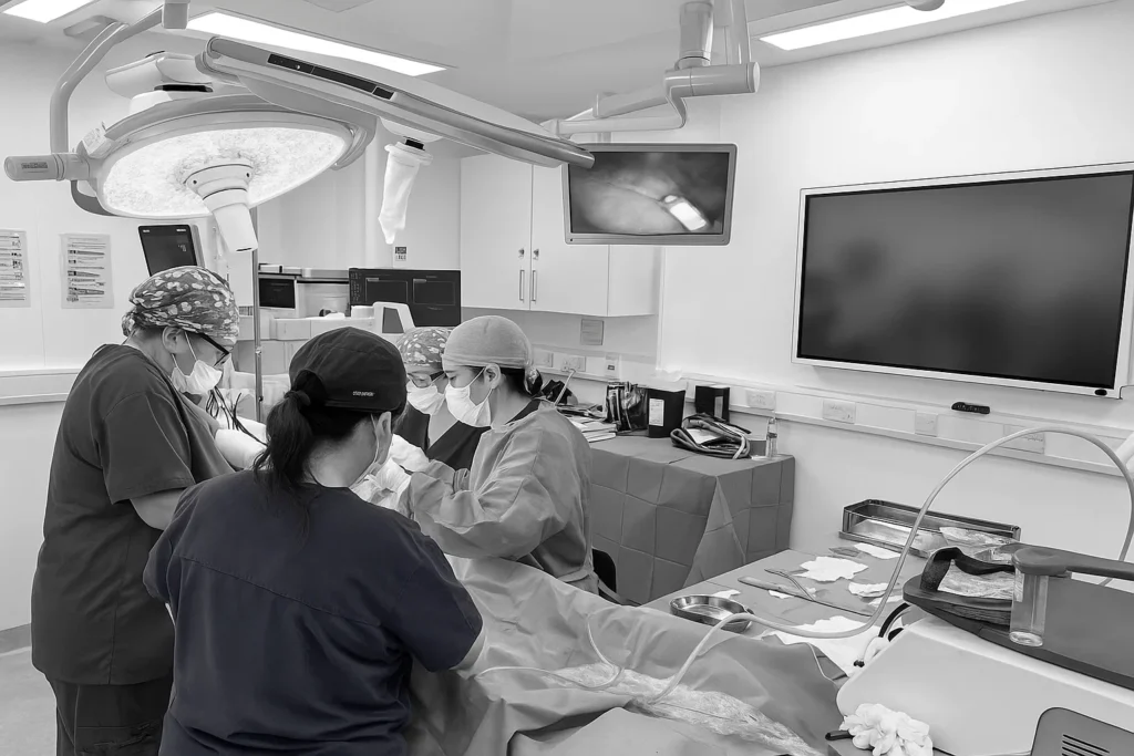 An image of a minor surgical procedure being performed at Contoura Medical clinic in the UK
