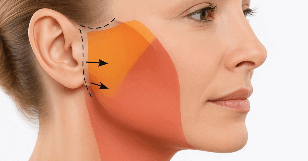 An image showing how a Deep-Plane facelifts works