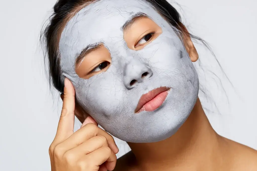An photo of a woman that applied a Homemade Balance Dry Skin Face Mask to her skin