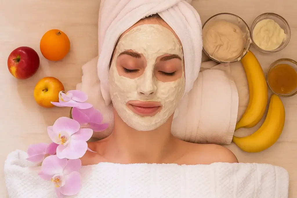 an image of a women enjoying a Homemade Banana Glow Face Mask