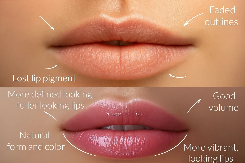an image of a Lip Blushing lip transformation