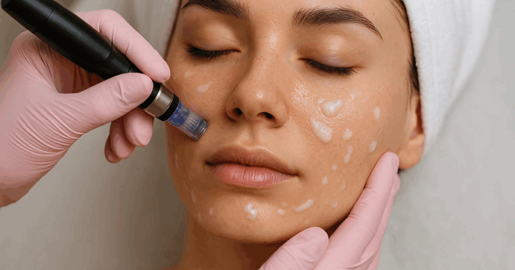 An image of a woman getting a Salmon Sperm Facial