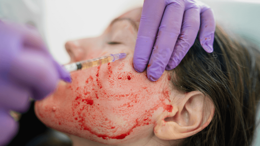 Woman getting a PRP non-surgical facelift