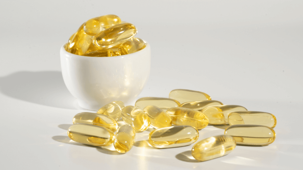 An image of translucent vitamin E pills