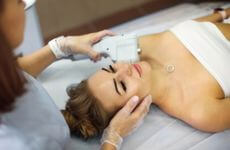 beautiful woman having HIFU face treatment