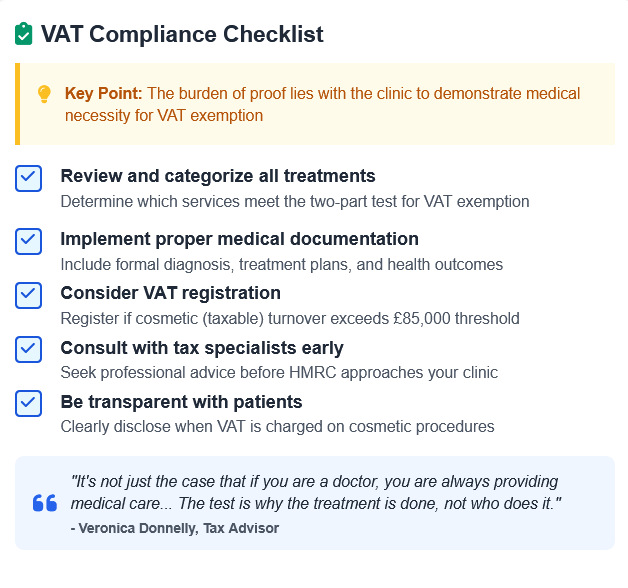 VAT Compliance checklist for UK clinics