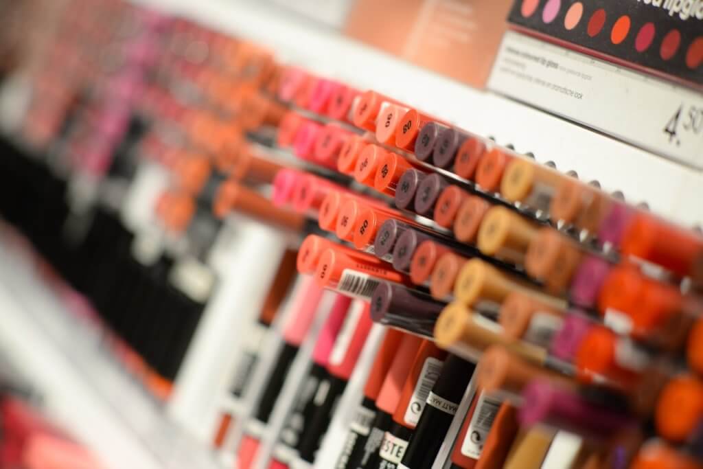 beauty products on shelf