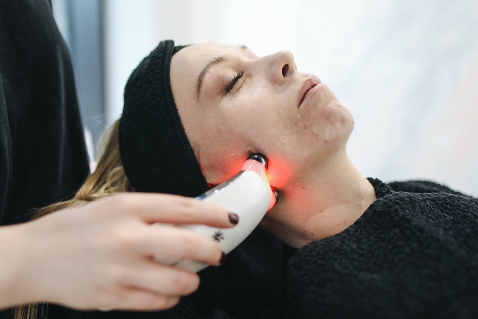 Woman getting skin treated
